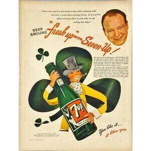 7UP "Fresh Up with Seven Up"Watch Fresh Up Show Wednesdays Vintage Print Ad 1946